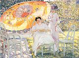 Frederick Carl Frieseke Canvas Paintings - The Garden Parasol